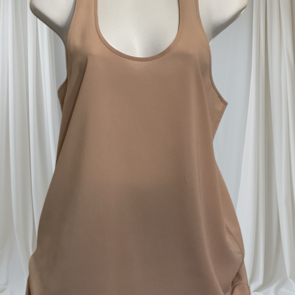 Abound Taupe Sleeveless Tunic Silky Layering Racerback Tank Top Size Small EPOC
